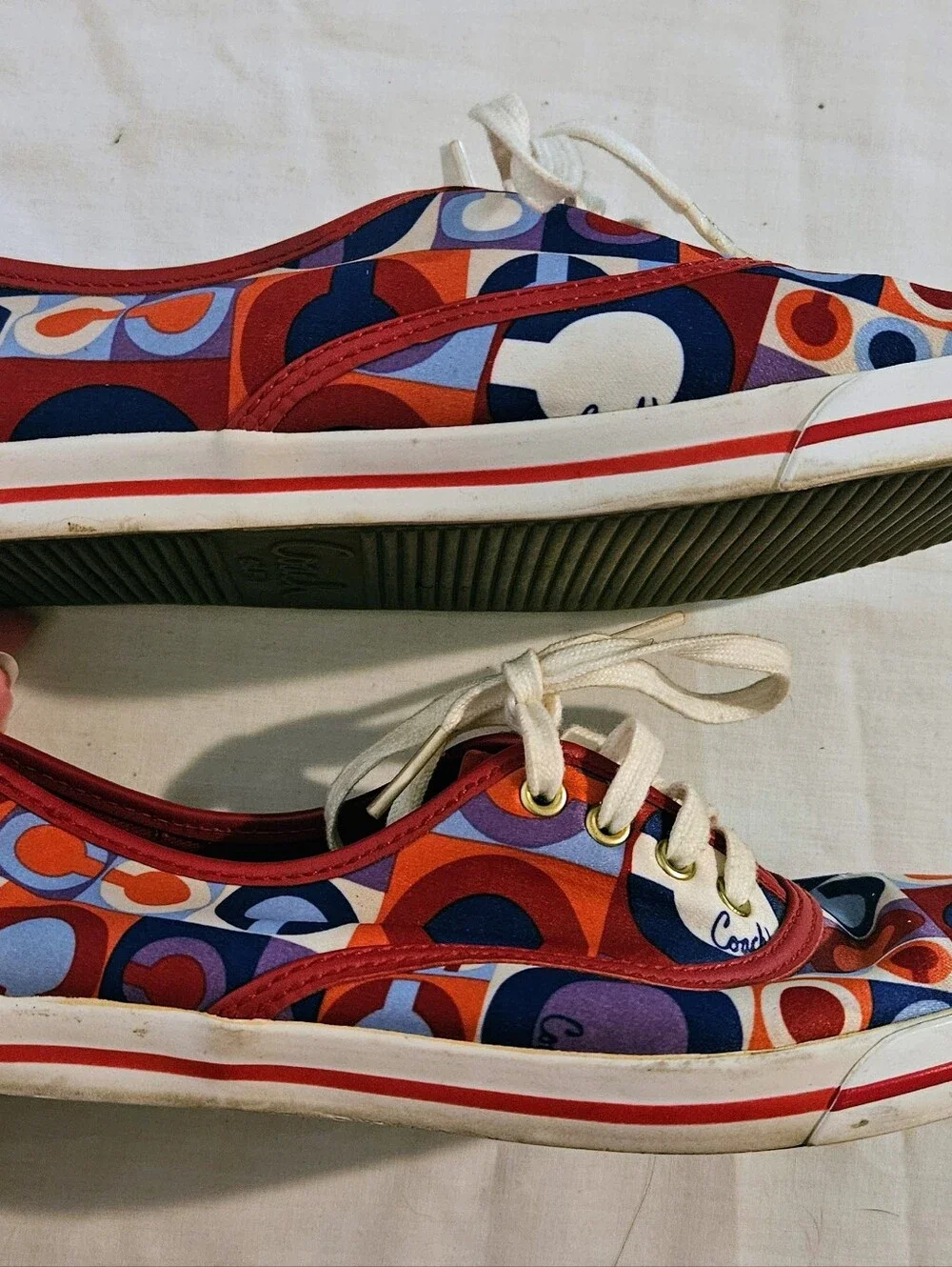 Coach Audrina Multicolor Logo Sateen Sneakers Leatherware 1941 Women's 6.5B